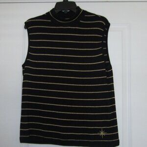 ST. JOHN Sport Knit Black/Gold Metallic Size Large Sleeveless top by Marie Gray